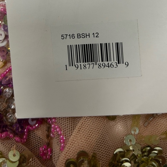 MAC DUGGAL 5716 NWT Pink Sequined Floral Long Sleeve High Neck Midi Dress - Picture 13 of 15